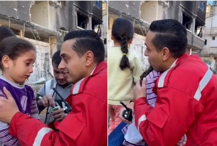 طفلة ترتجف خوفا من عبور "ممر آمن" حدده الاحتلال في خان يونس
