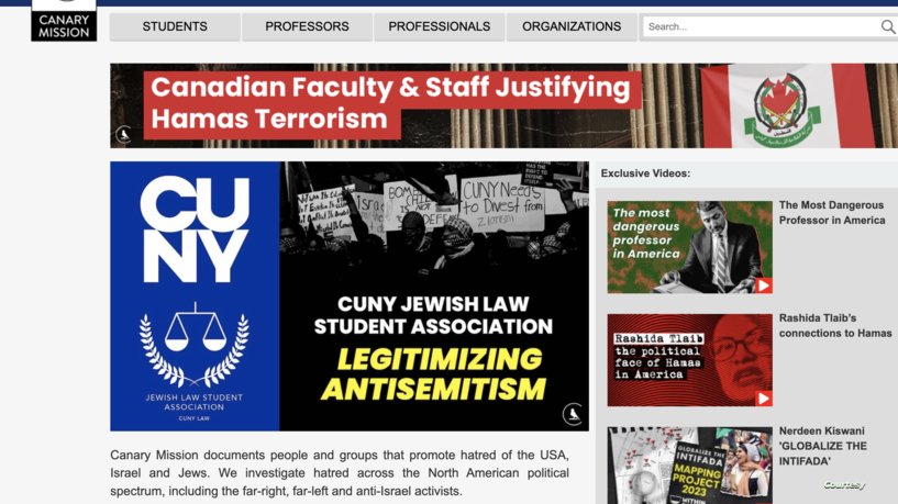 "يستهدف" الطلاب المناصرين للفلسطينيين.. ما قصة موقع "كناري ميشن"؟