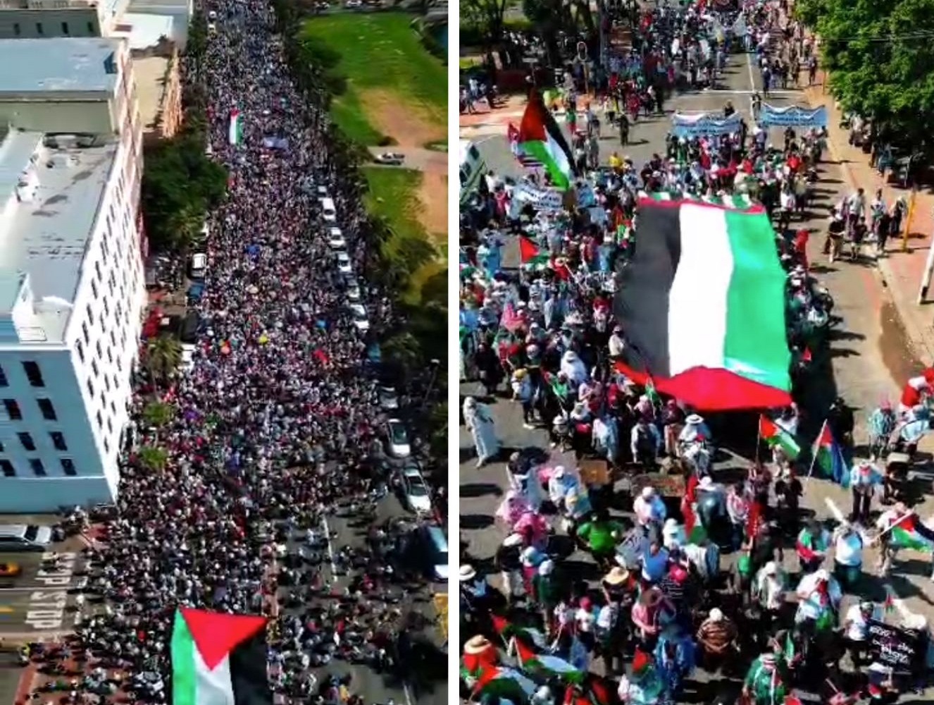 تظاهرة حاشدة في جنوب أفريقيا دعما لفلسطين في الذكرى الأولى للعدوان على غزة
