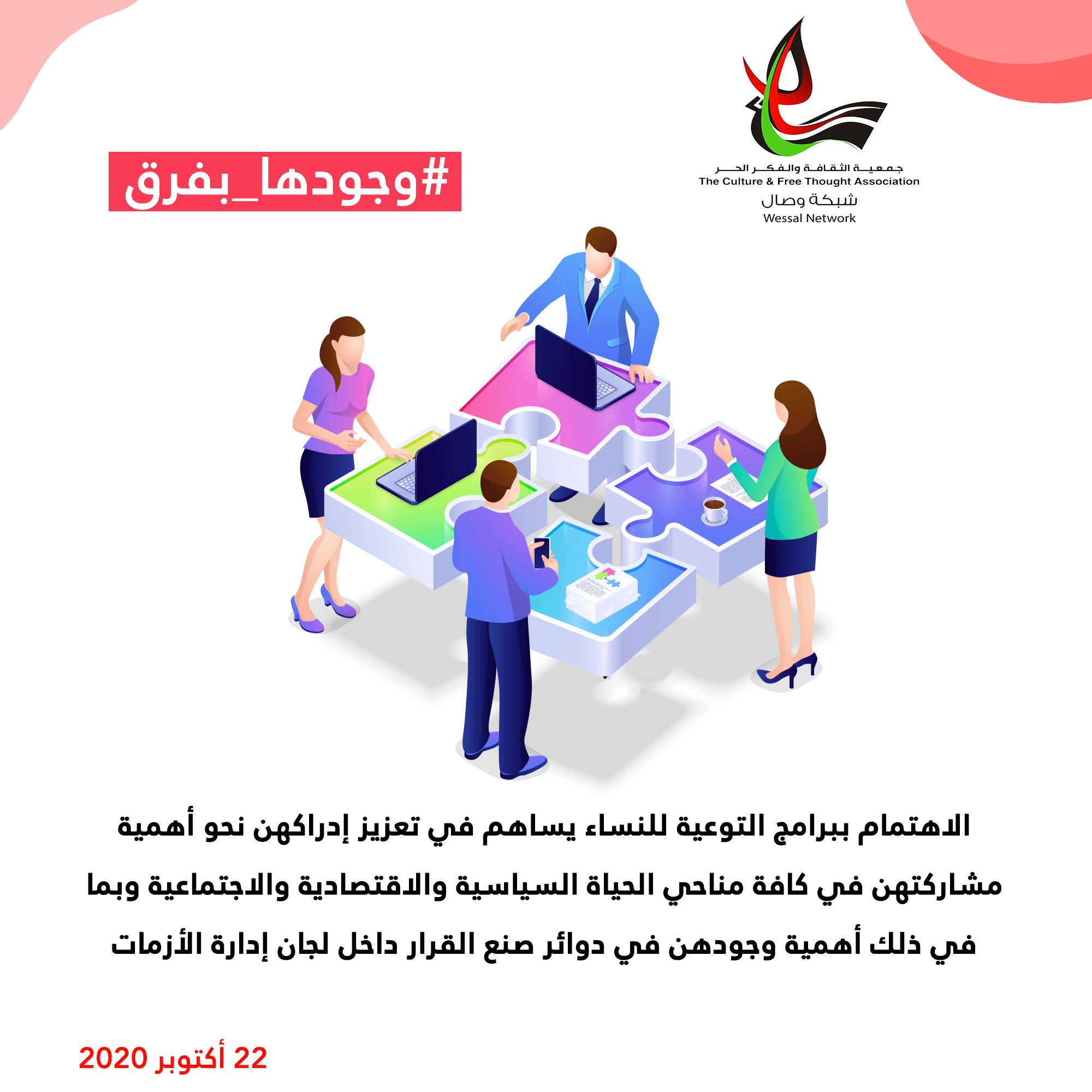 صوت| "وجودها بفرق" حملة رقمية لدعم مشاركة المرأة في لجان الطوارئ بمواجهة "كورونا"
