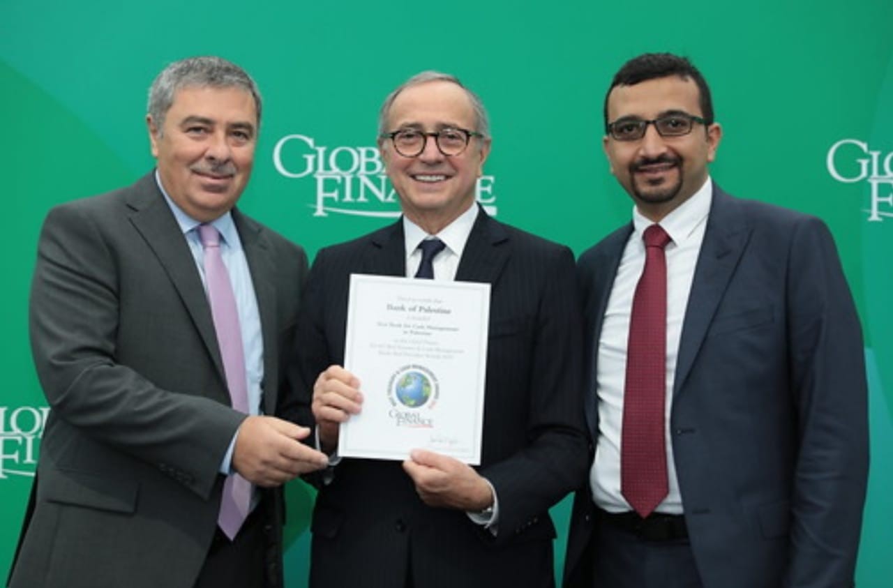 بنك فلسطين يحصل على جائزة أفضل بنك في فلسطين مجال الخزينة وإدارة النقد من مجلةGlobal Finance  العالمية للعام 2019
