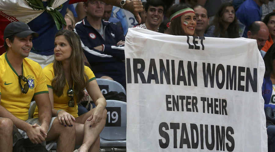 Olympic security tell Iranian women’s rights activist to take down equality banner 