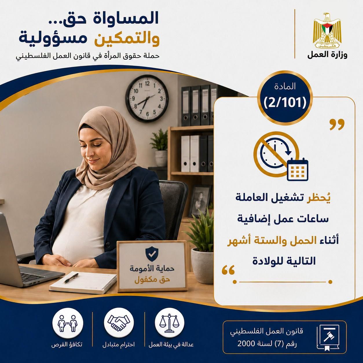 وزارة العمل: حظر تشغيل العاملة ساعات إضافية خلال الحمل وستة أشهر بعد الولادة